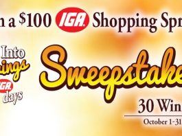 IGA Fall Into Savings Sweepstakes 2017