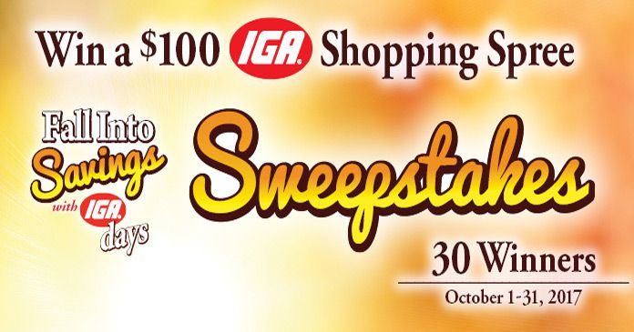 IGA Fall Into Savings Sweepstakes 2017 IGA Fall Into Savings Sweepstakes 2017