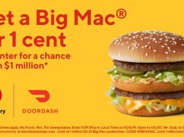 DoorDash $1 Million Sweepstakes at McDonald's