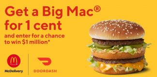 DoorDash $1 Million Sweepstakes at McDonald’s DoorDash $1 Million Sweepstakes at McDonald's