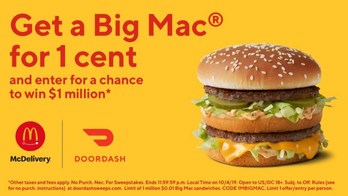 DoorDash $1 Million Sweepstakes at McDonald's