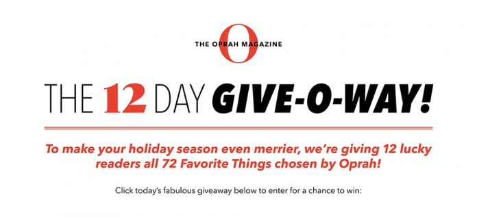 Oprah 12 Day Giveaway 2020 (OprahMag.com/12Days-2020) Oprah 12 Day Giveaway 2020 (OprahMag.com/12Days-2020)
