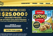 Quaker Chewy Golden Wrapper Instant Win Game 2020