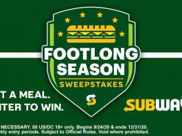 Subway Footlong Season Sweepstakes 2020