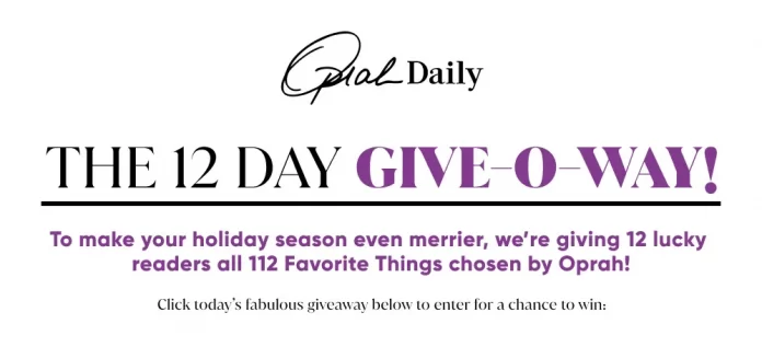 Oprah 12 Days Of Christmas Sweepstakes 2023